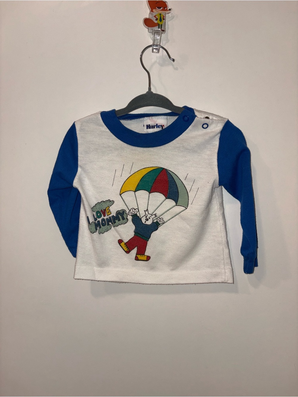 Blue & White Baby Long-Sleeve Parachute Graphic Tee